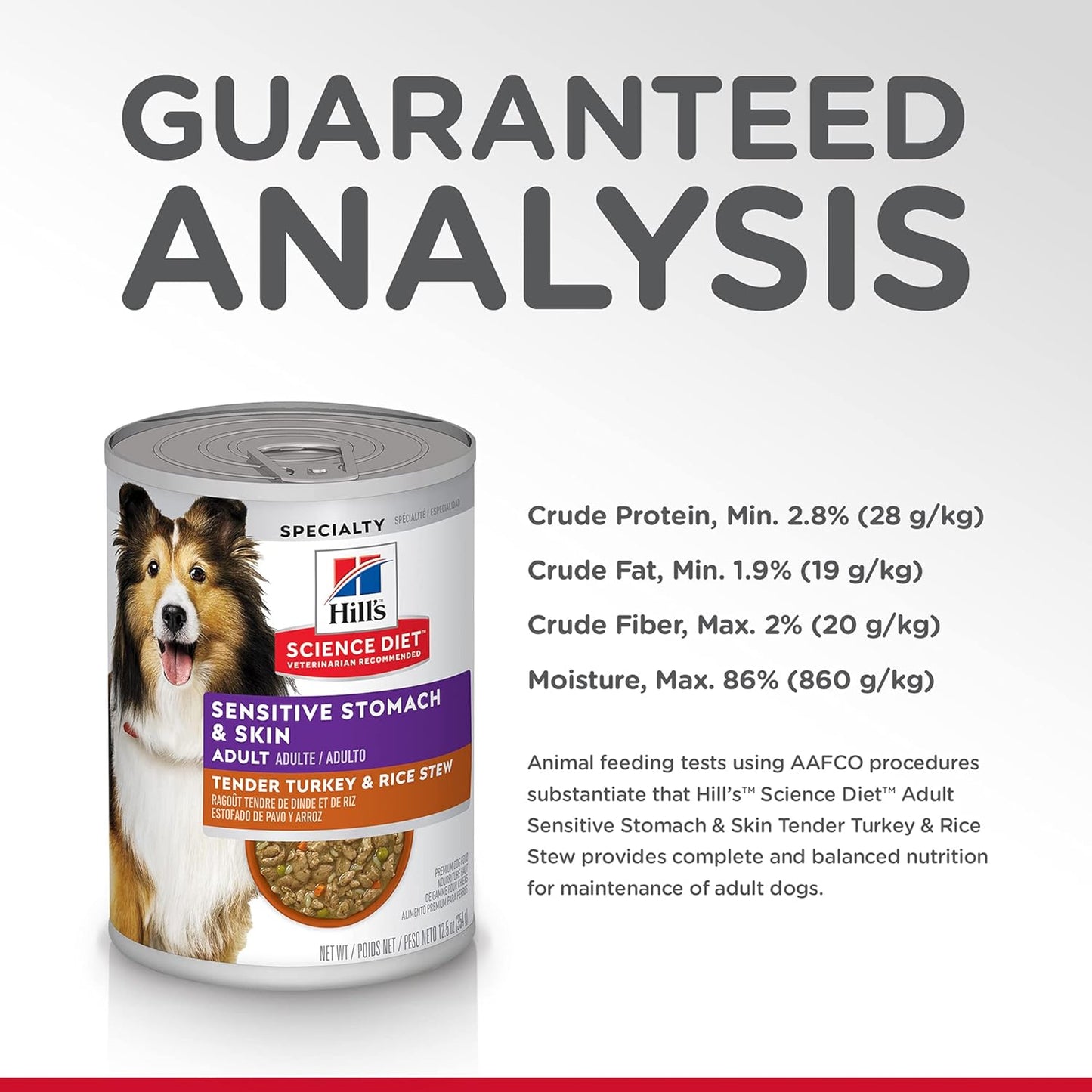 Hill's Science Diet Wet Dog Food Adult Sensitive Stomach & Skin Turkey & Rice, 12.5 oz. Cans 12-Pack