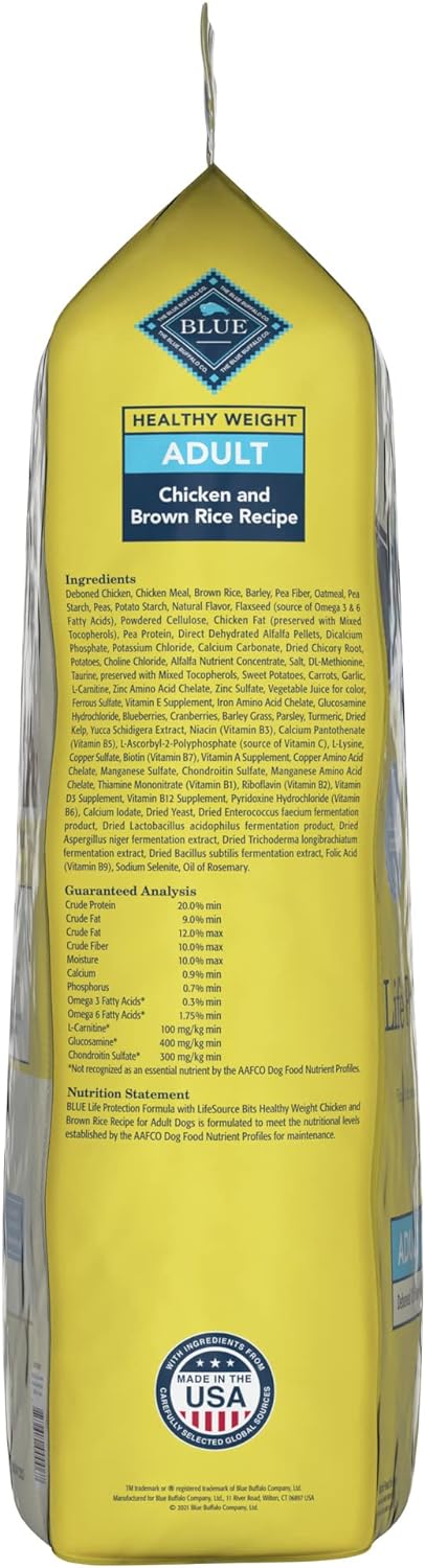 Blue Buffalo Life Protection Formula Natural Adult Healthy Weight Dry Dog Food, Chicken and Brown Rice