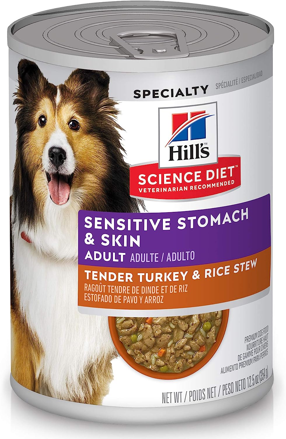 Hill's Science Diet Wet Dog Food Adult Sensitive Stomach & Skin Turkey & Rice, 12.5 oz. Cans 12-Pack - Wet Dog Food Hill's Science