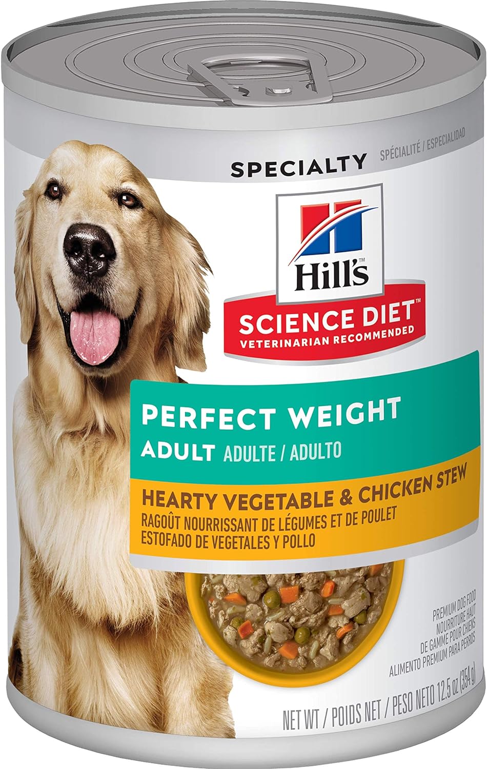 Hill's Science Diet Wet Dog Food, Adult, Perfect Weight Hearty Vegetable & Chicken Stew, 12.5 oz Cans, 12-Pack - Wet Dog Food Hill's Science
