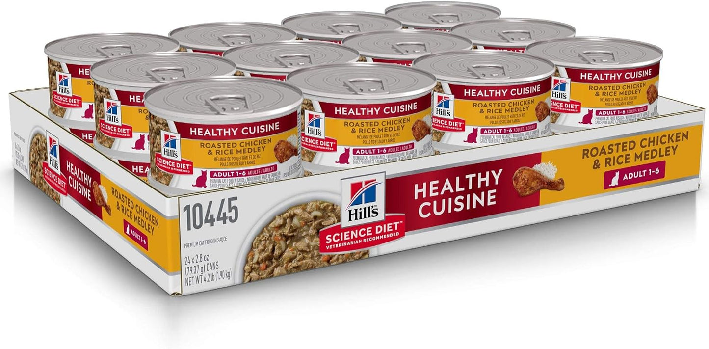 Hill's Science Diet Canned Wet Cat Food Healthy Cuisine Adult Roasted Chicken & Rice for Healthy Weight & Weight Management - Wet Cat Food Hill's Science