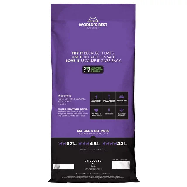 World's Best Cat Litter Lavender Scented Cat Litter, 28 LB - Cat Litter World's Best Cat Litter