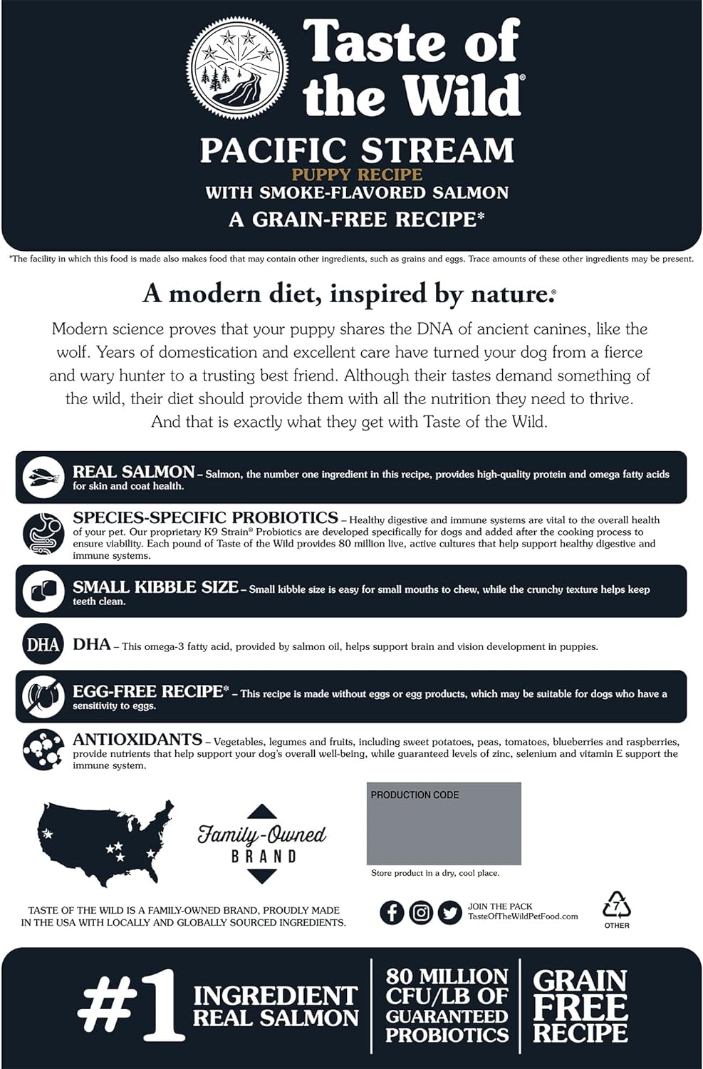Taste of the Wild Dry Puppy Food Pacific Stream Grain-Free with Smoke-Flavored Salmon - Dry Dog Food Taste of the Wild
