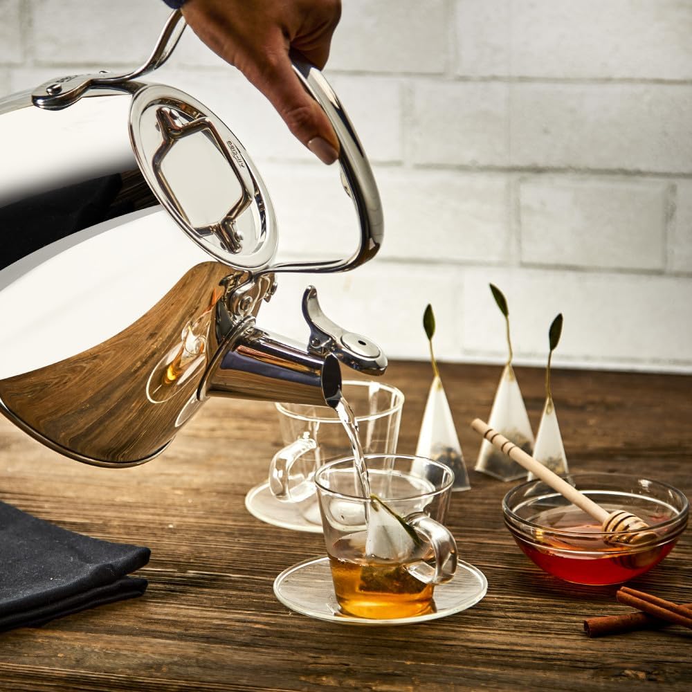 All-Clad Specialty Stainless Steel Tea Kettle 2 QT Induction Pots & Pans, Cookware Silver