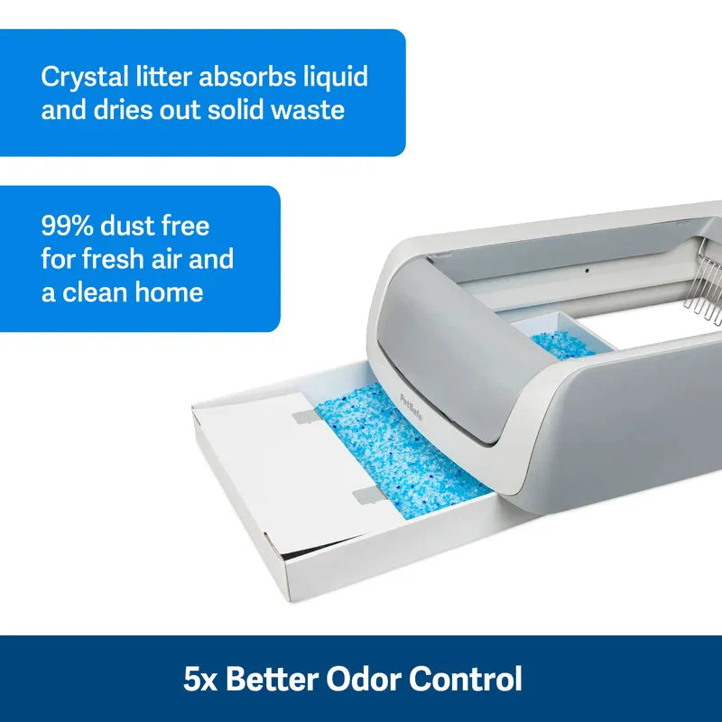 PetSafe ScoopFree Blue/White Crystal Cat Litter Tray Refills, 3 Pack - Crystal Cat Litter Tray Refills PetSafe