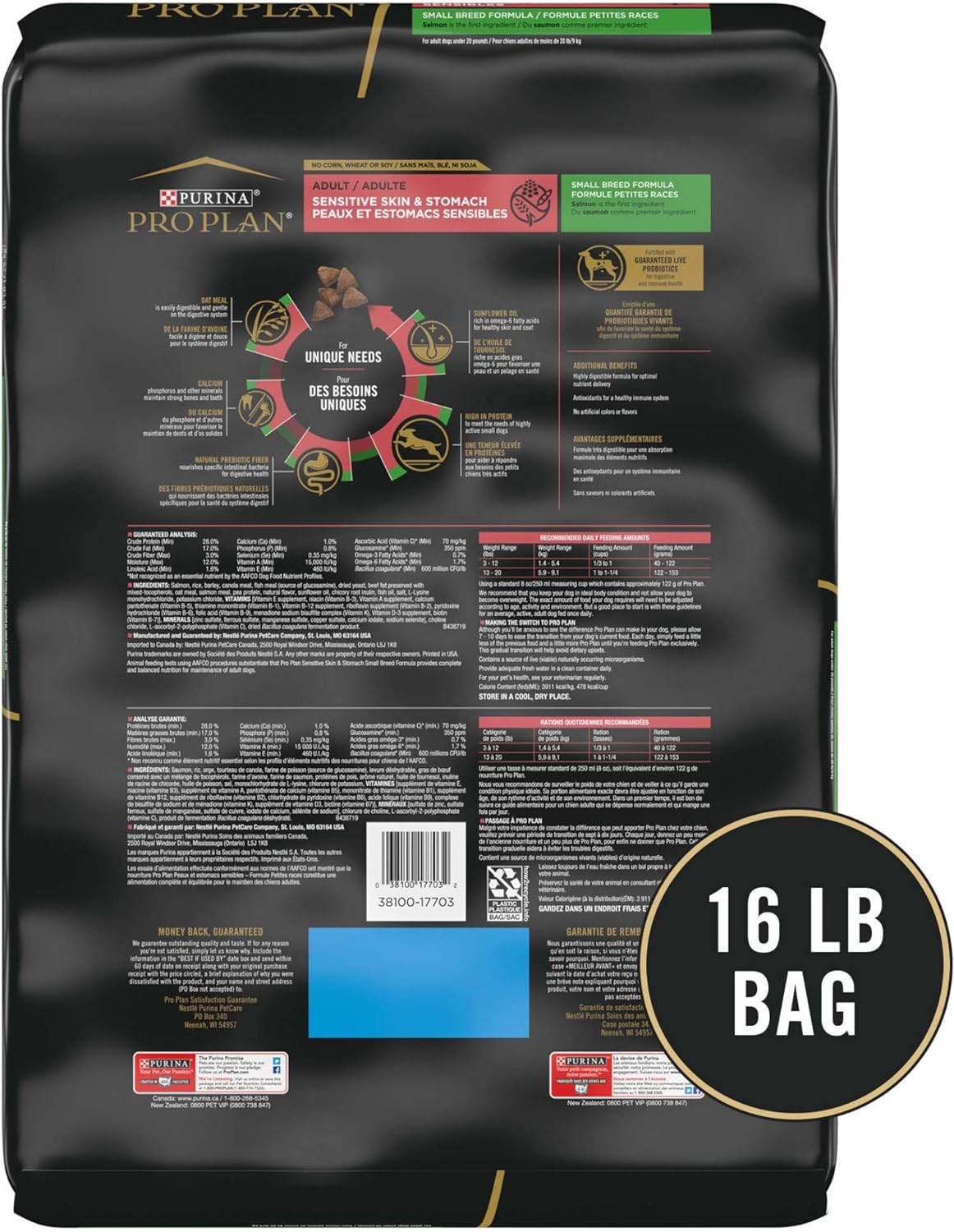 Purina Pro Plan Sensitive Skin & Stomach, Salmon & Rice Formula Small Breed Dry Dog Food - Dry Dog Food Purina Pro Plan