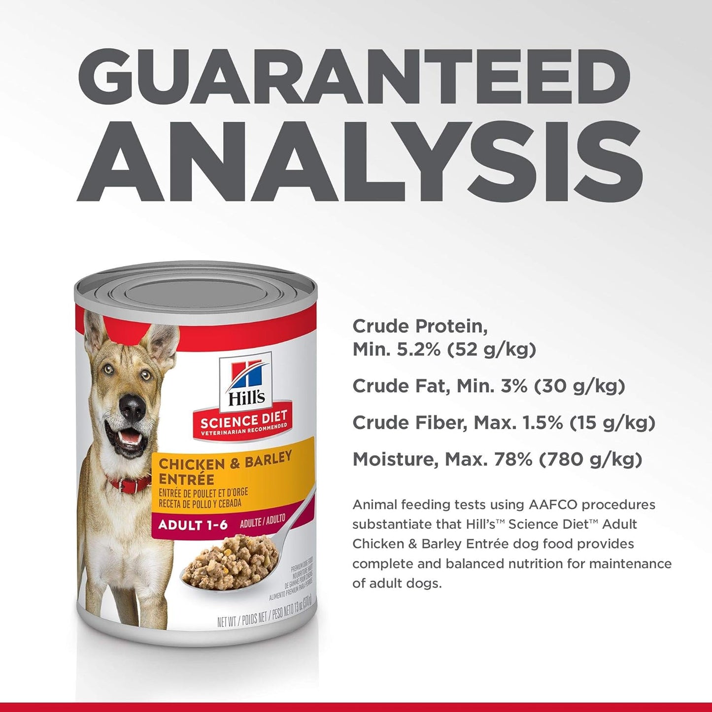 Hill's Science Diet Wet Dog Food, Adult 1-6, Chicken & Barley Entrée, 13 oz. Cans, 12-Pack - Wet Dog Food Hill's Science