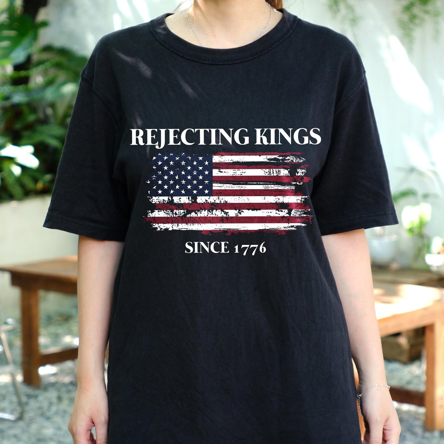 Rejecting Kings Since 1776 Shirt, Patriotic Distressed Flag Tee, Funny American Independence Day Shirt, USA Freedom T-Shirt Gift