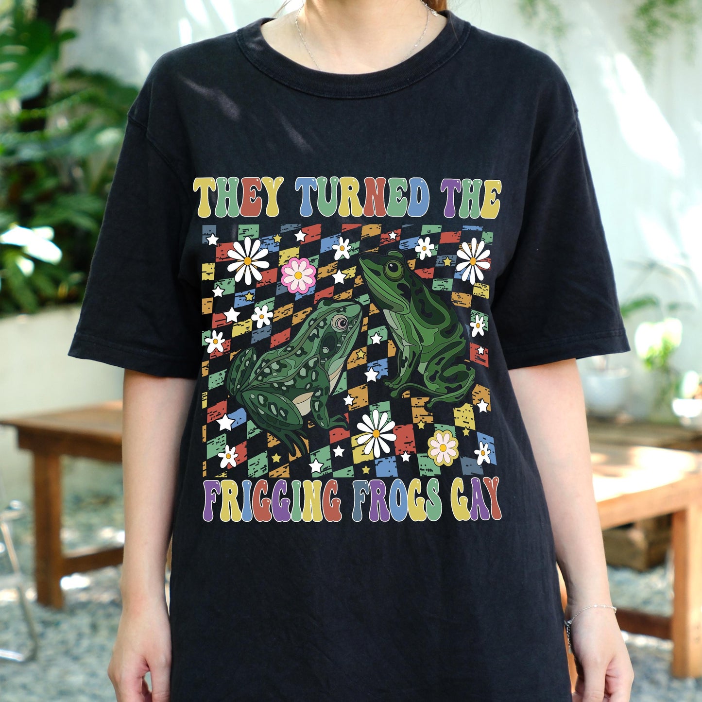 They Turned the Frogs Gay Shirt, Funny Conspiracy Meme Tee, Retro Rainbow Frog T-Shirt, Queer Pride Humor Shirt, Vaporwave Aestheti