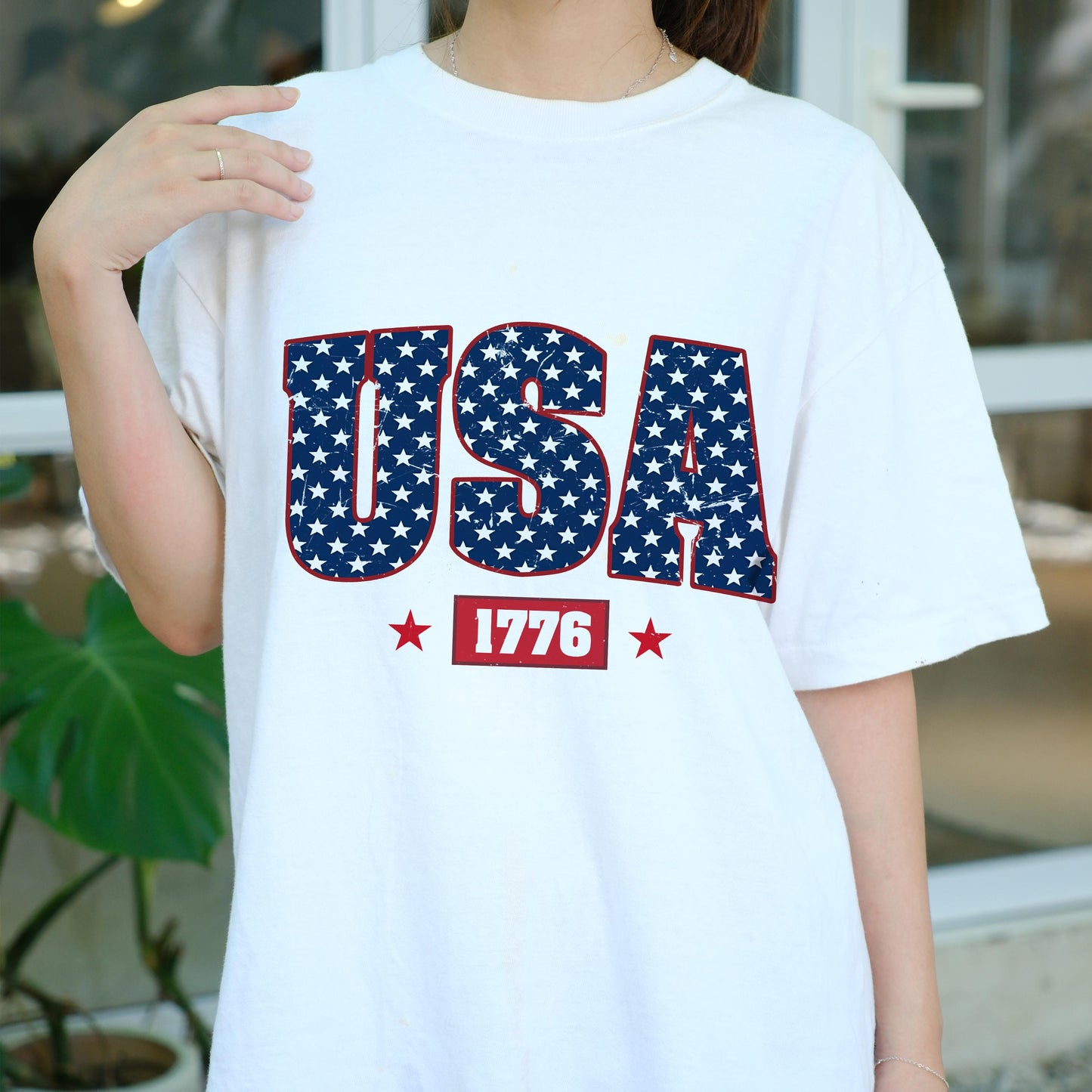 USA 1776 Shirt, Patriotic American Flag Stars Tee, Vintage 4th of July T-Shirt, Independence Day Outfit, Freedom Graphic USA Top