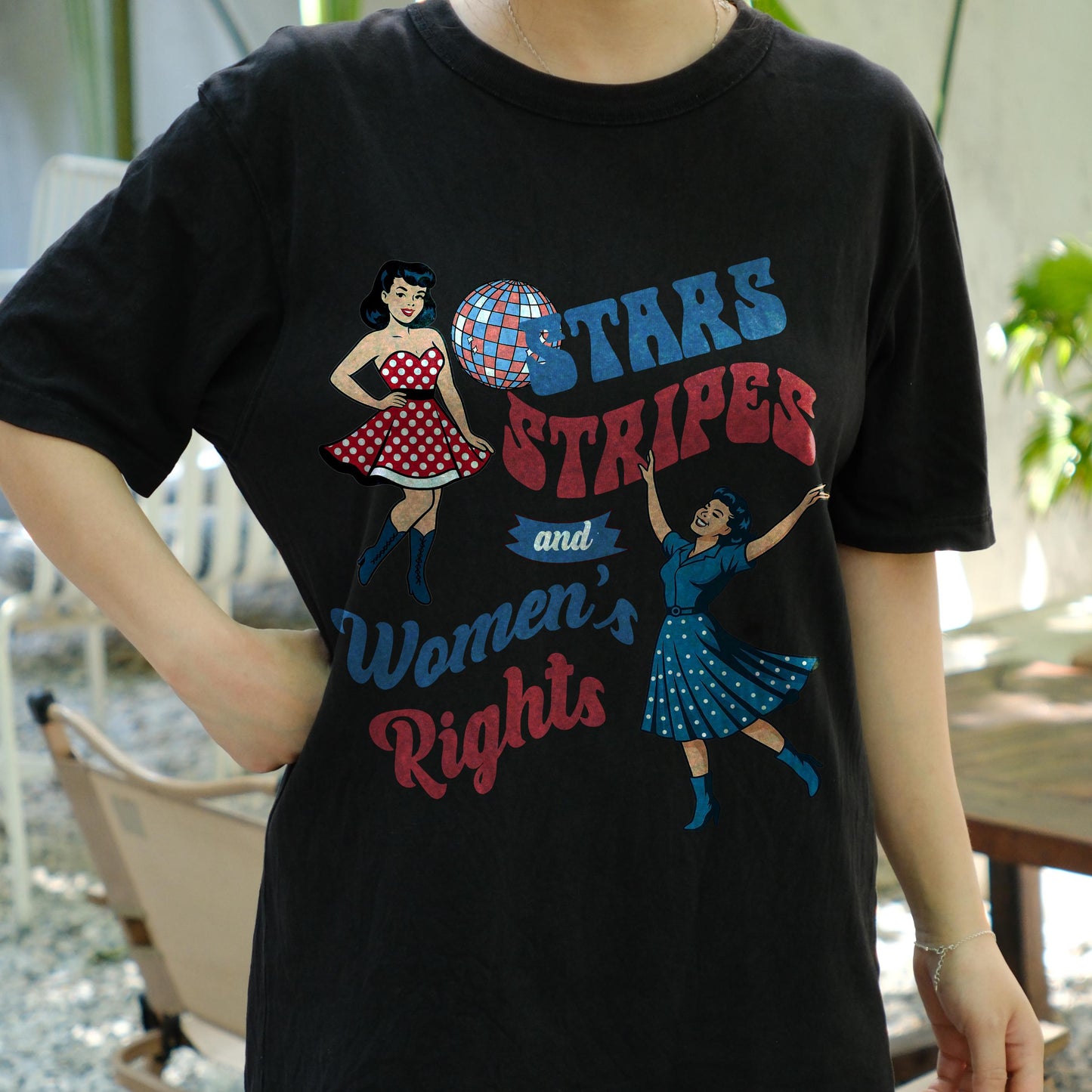 Stars Stripes and Women’s Rights Shirt, Retro Feminist USA Tee, Patriotic 4th of July Pinup T-Shirt, Girl Power Independence Day Top