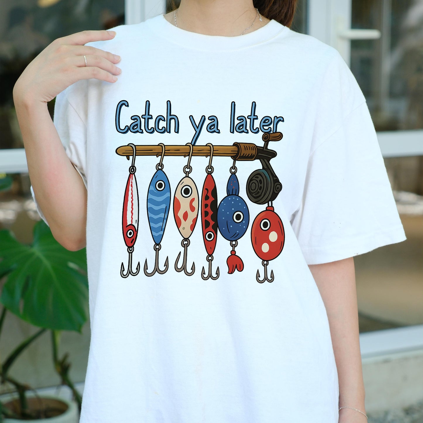 Catch Ya Later Fishing Shirt, Funny Lure Tee for Fishermen, Cartoon Hook Shirt, Fisherman Dad Gift, Outdoor Lake Trip T-Shirt for Him