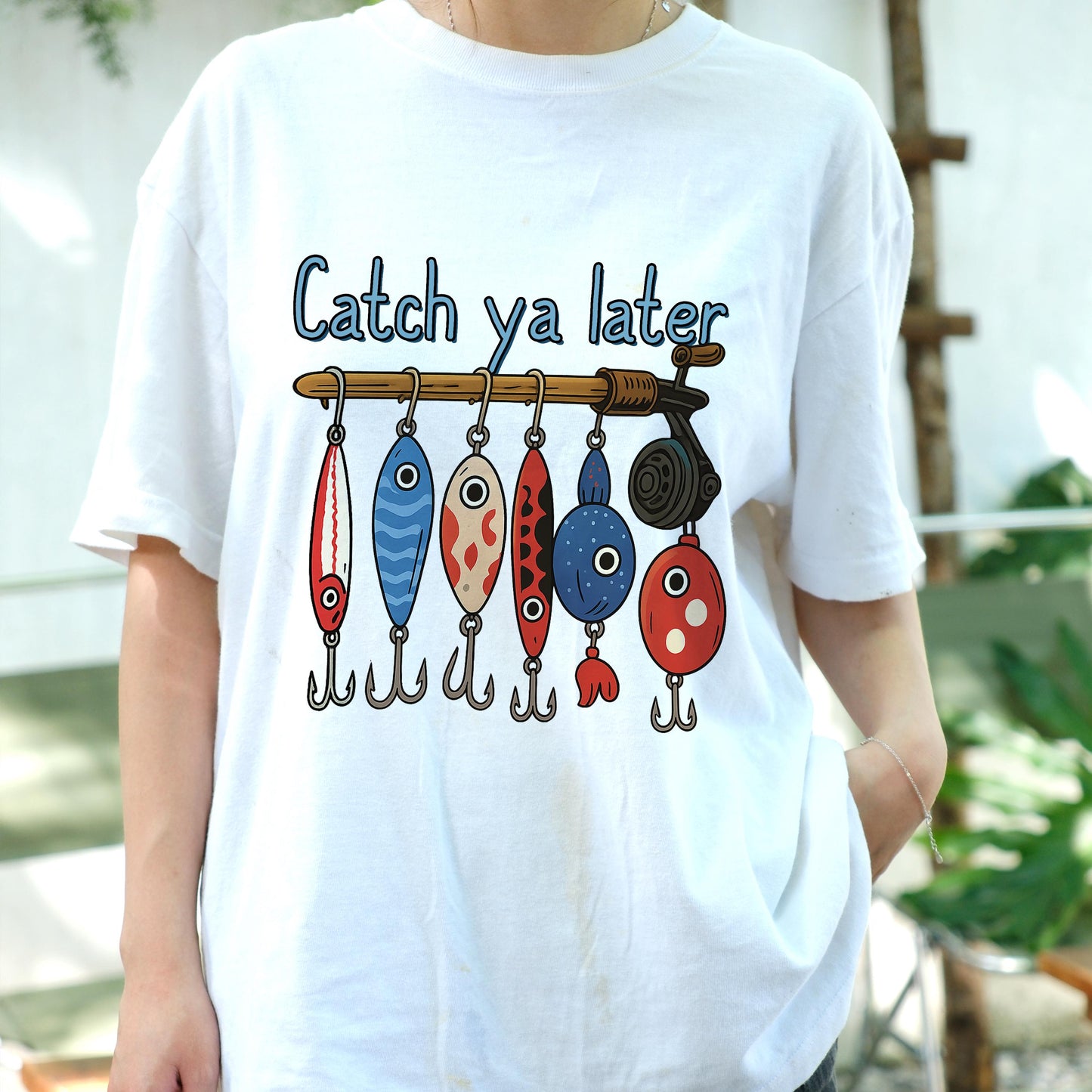Catch Ya Later Fishing Shirt, Funny Lure Tee for Fishermen, Cartoon Hook Shirt, Fisherman Dad Gift, Outdoor Lake Trip T-Shirt for Him