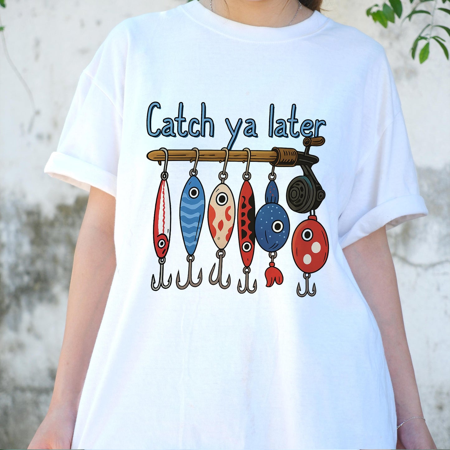 Catch Ya Later Fishing Shirt, Funny Lure Tee for Fishermen, Cartoon Hook Shirt, Fisherman Dad Gift, Outdoor Lake Trip T-Shirt for Him