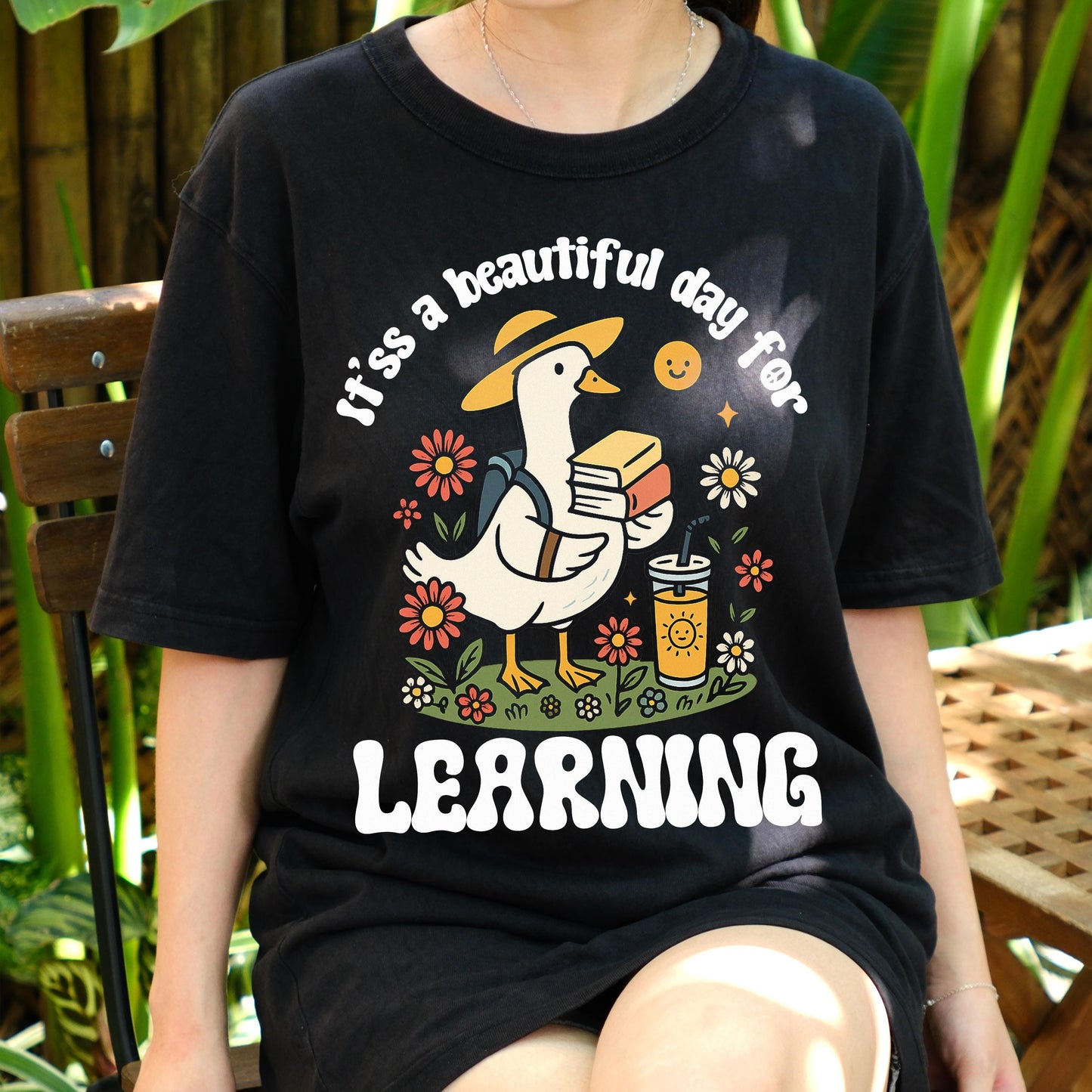 Cute Duck Back to School Shirt, It's a Beautiful Day for Learning Teacher Tee, Student Gift Shirt, First Day of School Graphic Tee