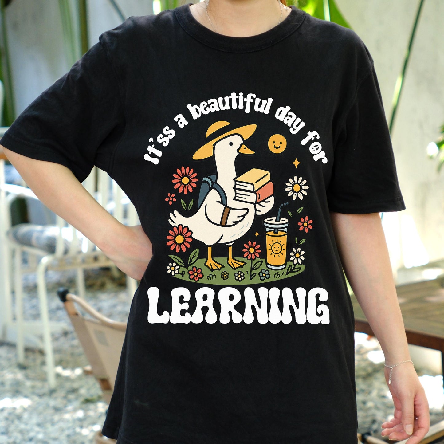 Cute Duck Back to School Shirt, It's a Beautiful Day for Learning Teacher Tee, Student Gift Shirt, First Day of School Graphic Tee