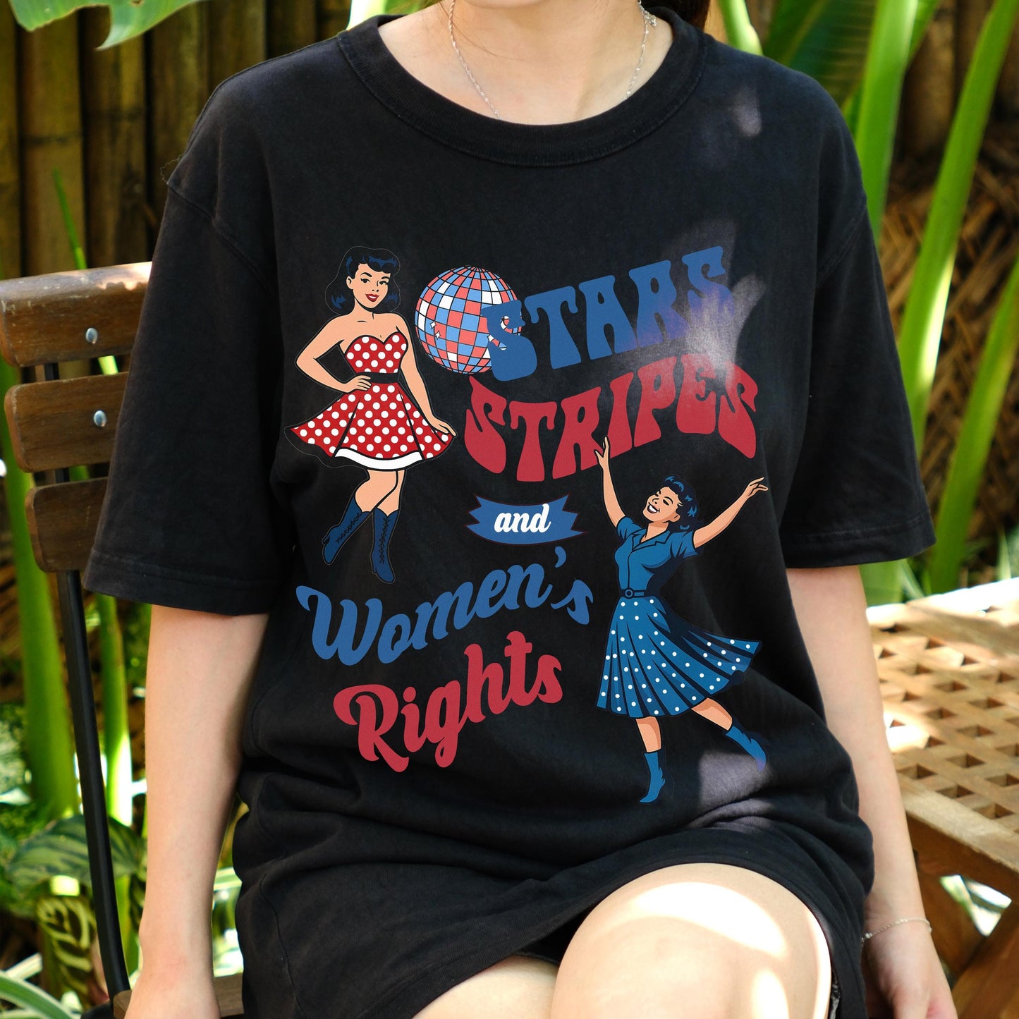 Stars Stripes and Women's Rights Shirt, Retro Feminist Tee, 4th of July Vintage Girl Power Shirt, Independence Day Equality T-Shirt