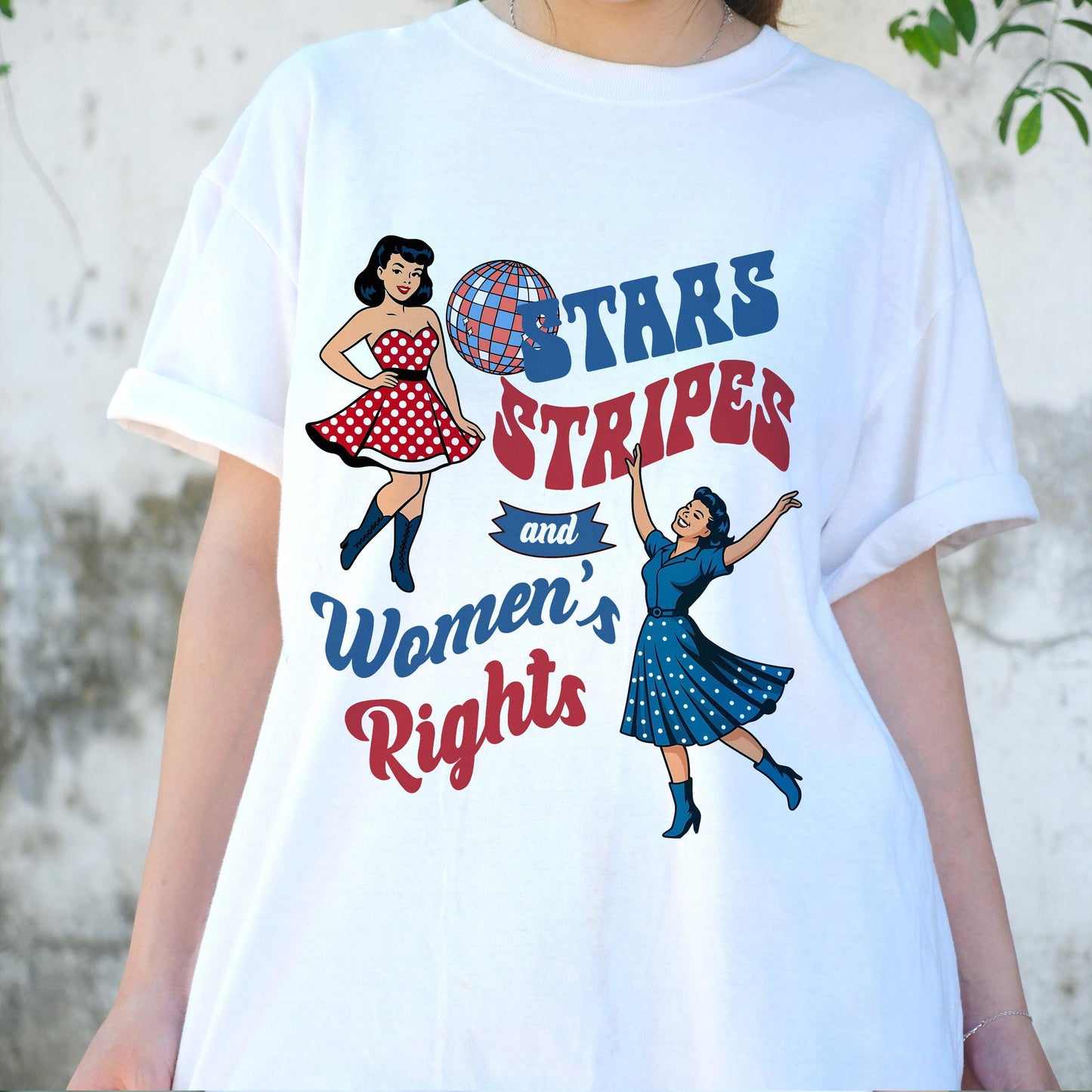 Stars Stripes and Women's Rights Shirt, Retro Feminist Tee, 4th of July Vintage Girl Power Shirt, Independence Day Equality T-Shirt
