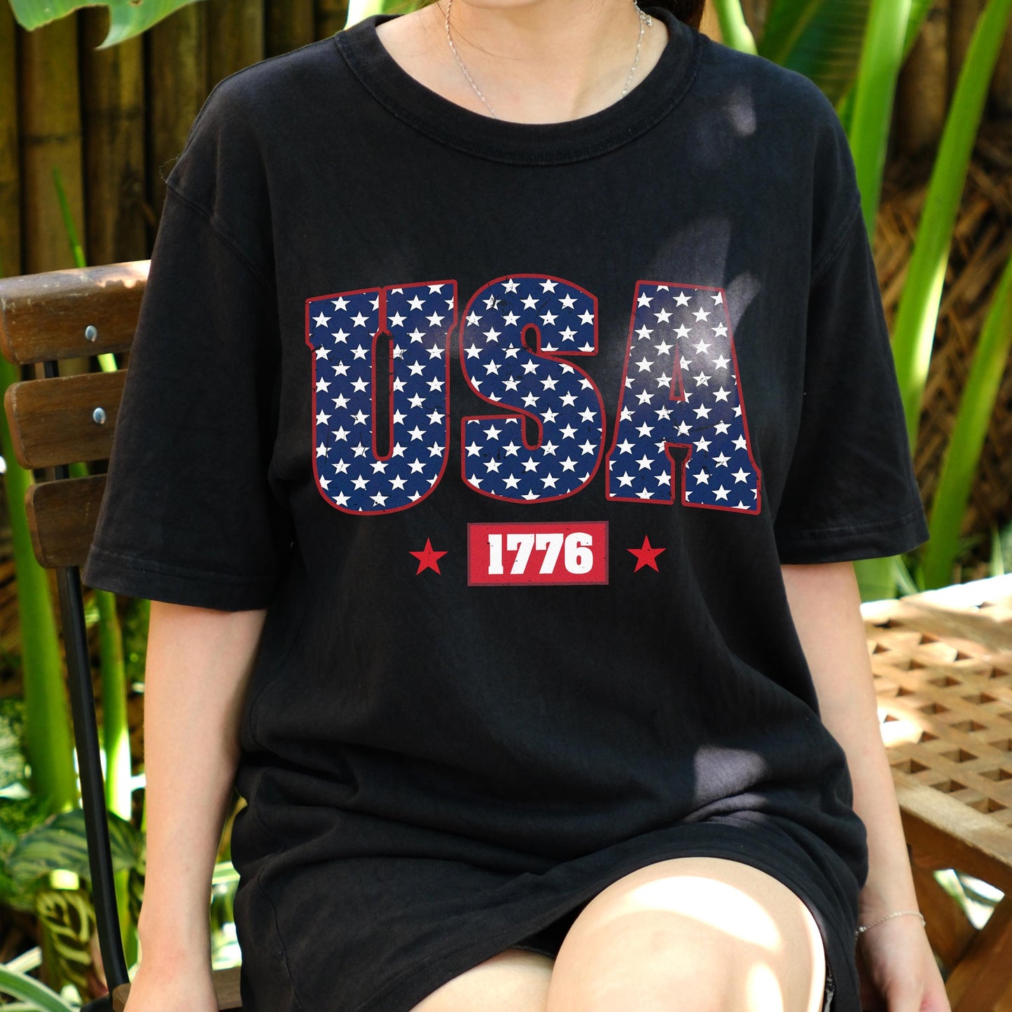 USA 1776 Shirt, American Flag Stars Independence Day Tee, Patriotic Fourth of July T-Shirt, Vintage USA Pride Gift for Men Women