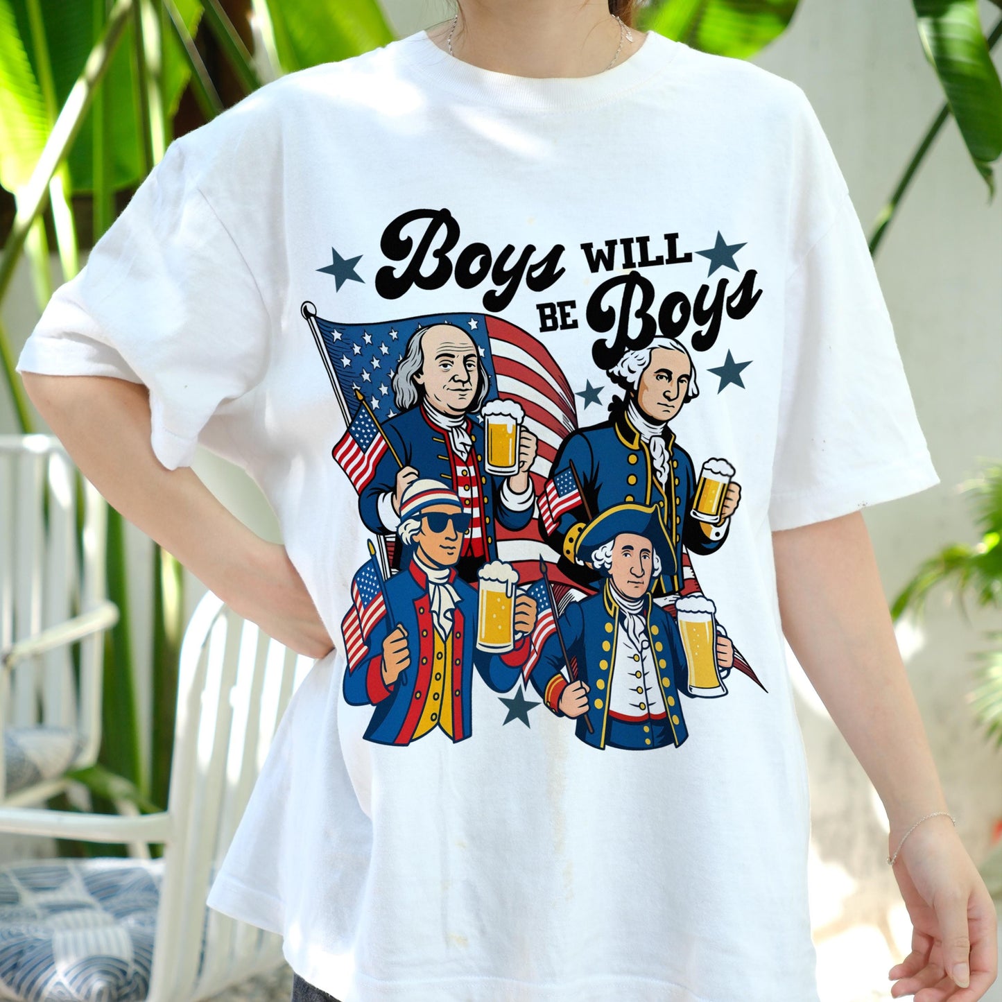 Boys Will Be Boys Founding Fathers Shirt, 4th of July Beer Tee, Funny Patriotic American History Shirt, USA Independence Day