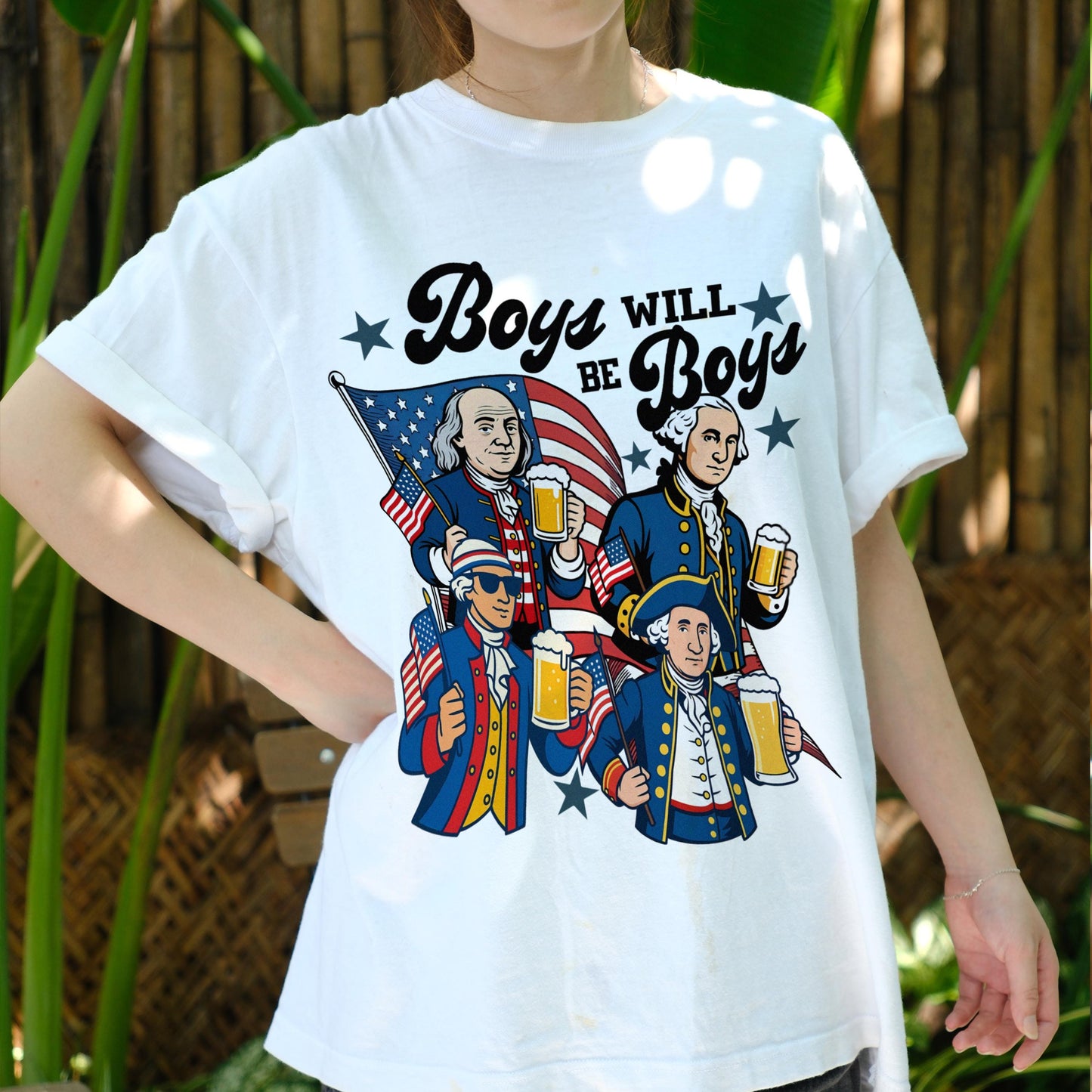 Boys Will Be Boys Founding Fathers Shirt, 4th of July Beer Tee, Funny Patriotic American History Shirt, USA Independence Day