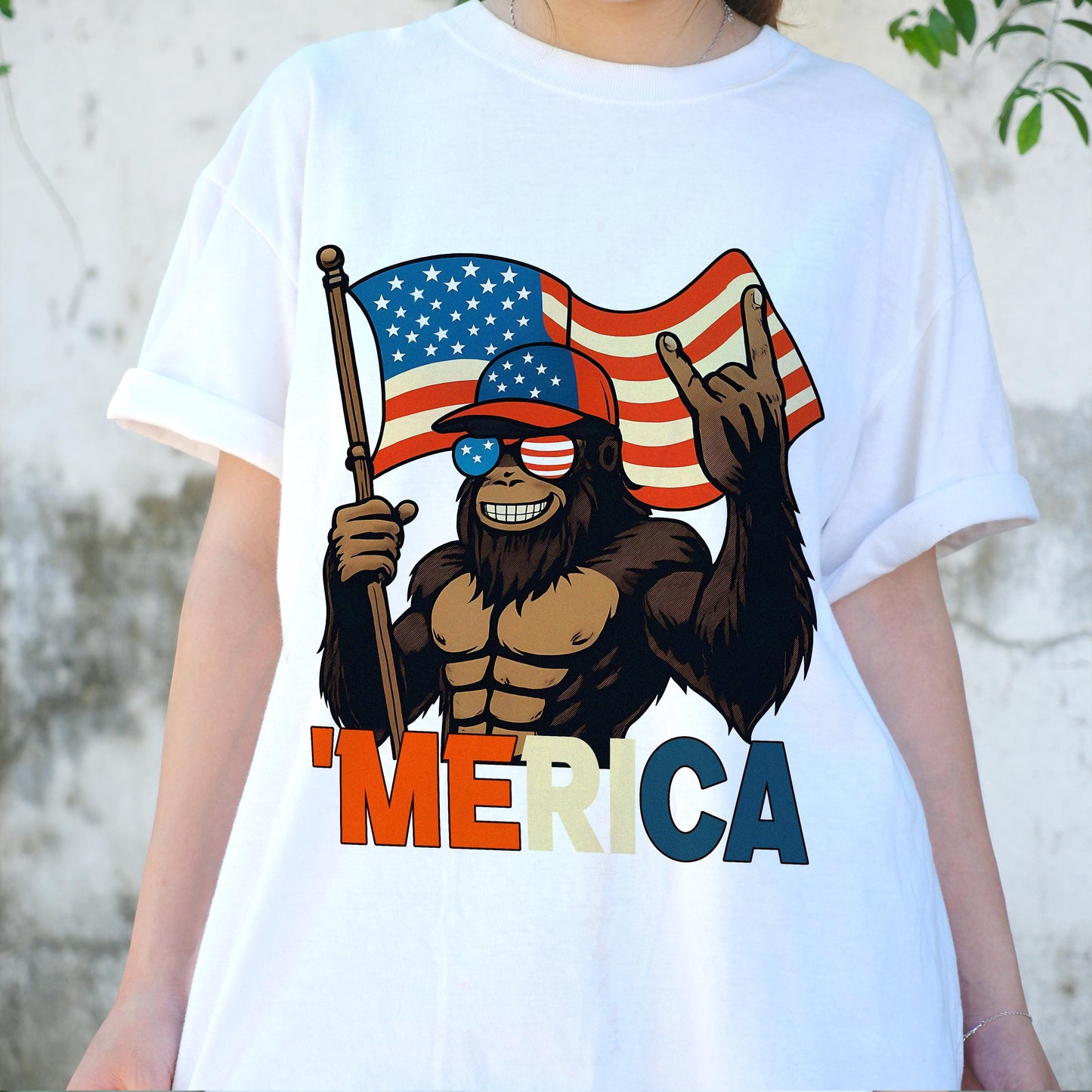 Funny Gorilla USA Shirt, Patriotic July 4th Muscle Ape Tee, 'Merica American Flag T-Shirt, Independence Day Party Shirt for Men Women