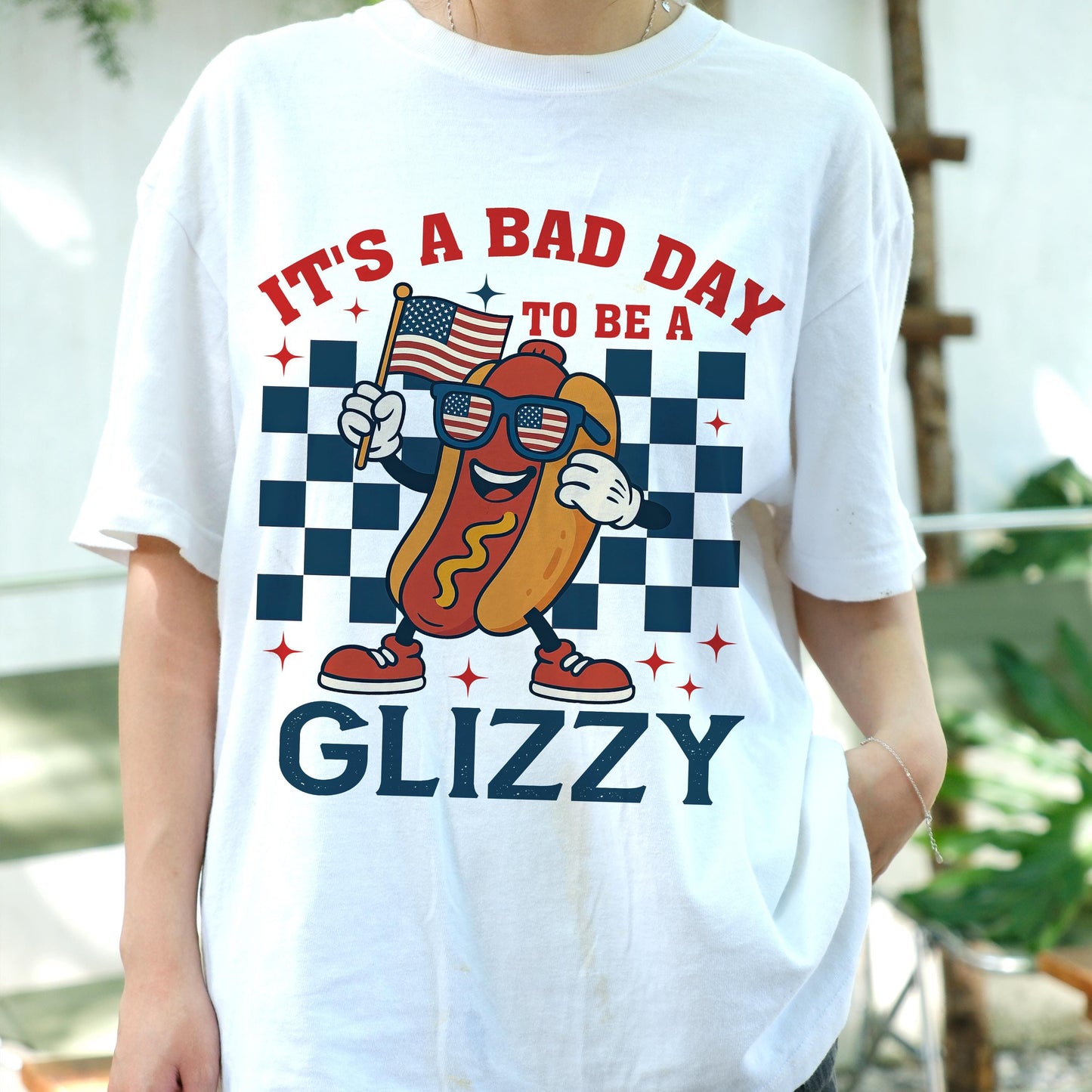 It’s a Bad Day to Be a Glizzy Shirt, Funny 4th of July Hot Dog Tee, Patriotic Foodie T-Shirt, BBQ Cookout Shirt, USA Summer Party Top