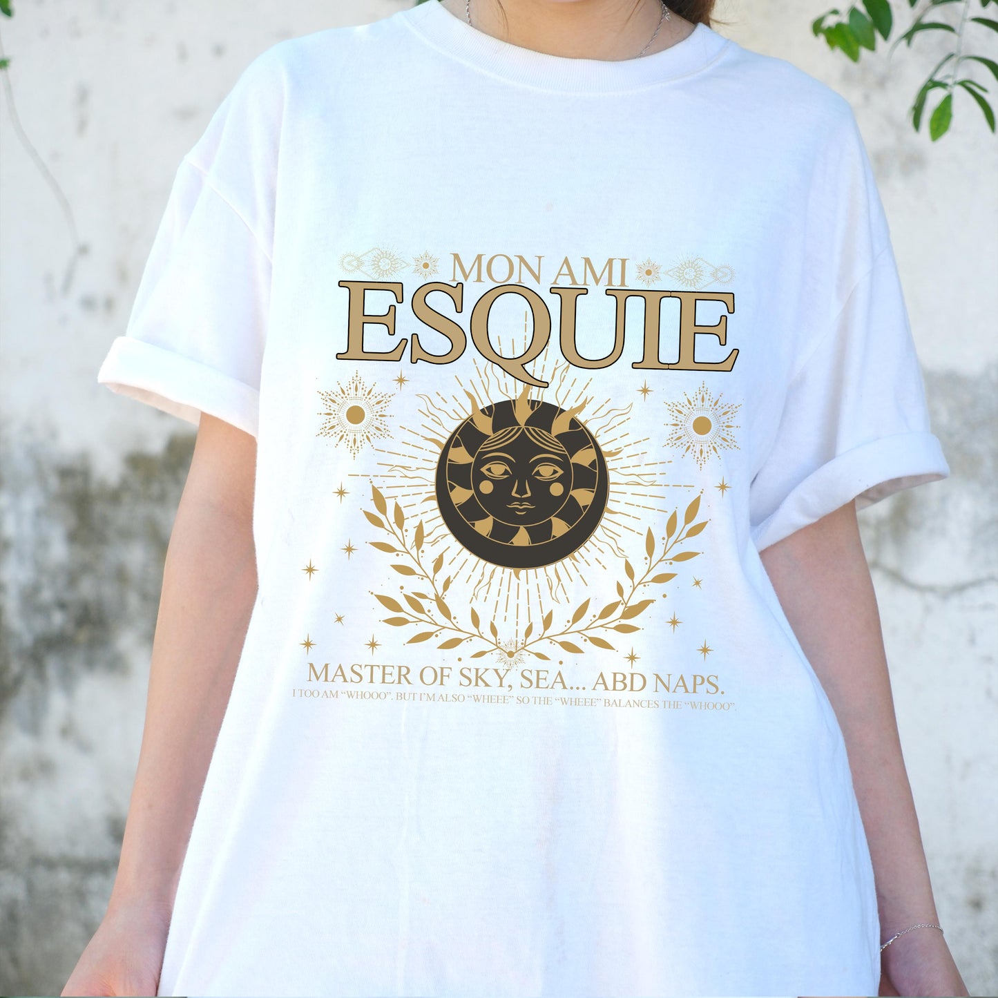 Mon Ami Esquie Shirt, Celestial Funny Sun Face Tee, Mystic Nap Lover Graphic T-Shirt, Retro Starry Boho Shirt, Cosmic Vibes Gift Tee