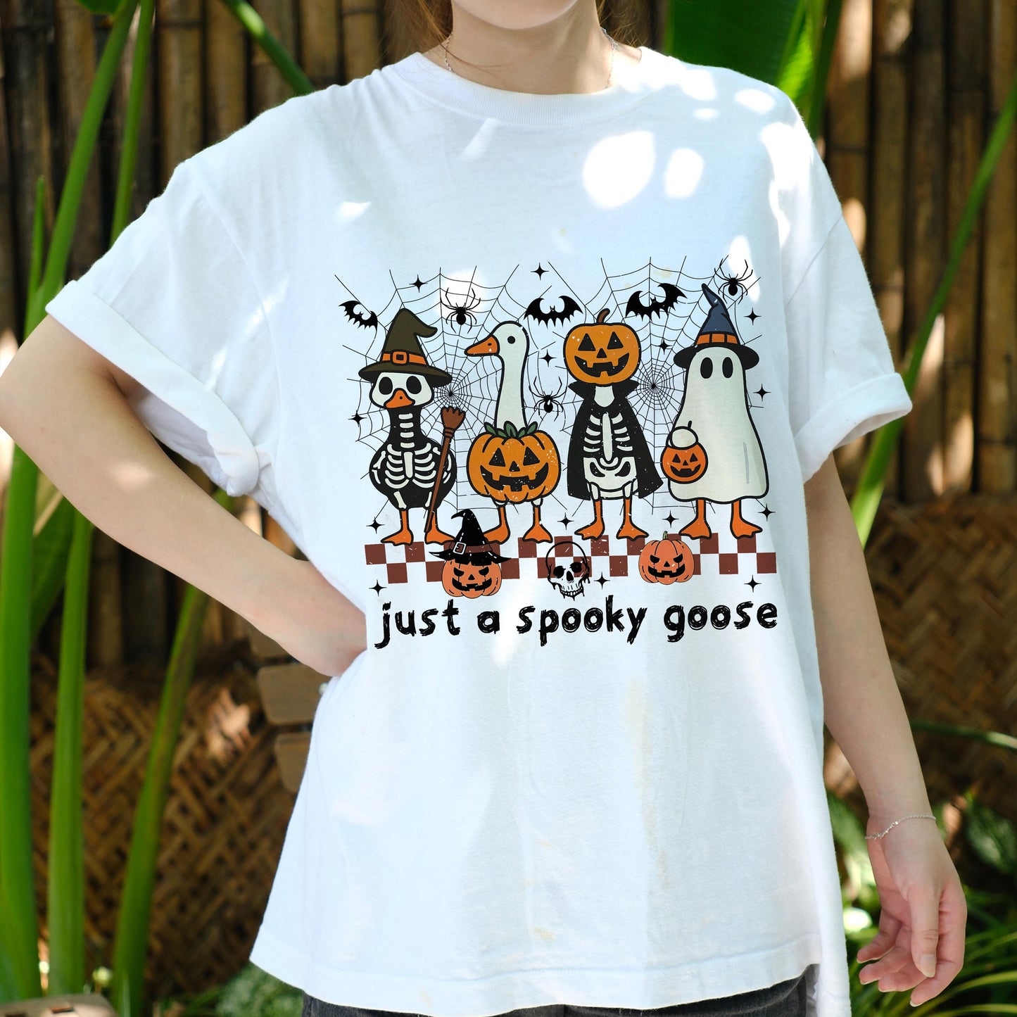 Spooky Goose Halloween Shirt, Funny Goose Costume Tee, Cute Goose Skeleton Pumpkin T-Shirt, Fall Ghost Goose Top, Goose Lover Gift