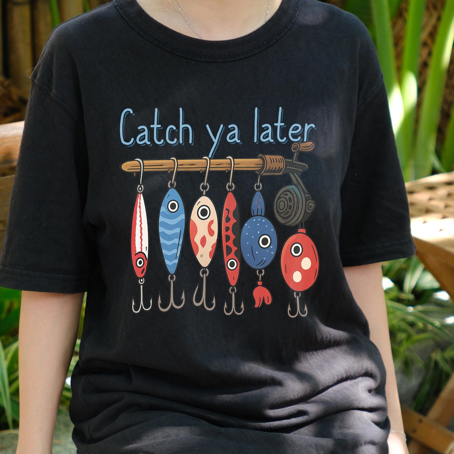 Catch Ya Later Fishing Shirt, Funny Lure Tee for Fishermen, Cartoon Hook Shirt, Fisherman Dad Gift, Outdoor Lake Trip T-Shirt for Him