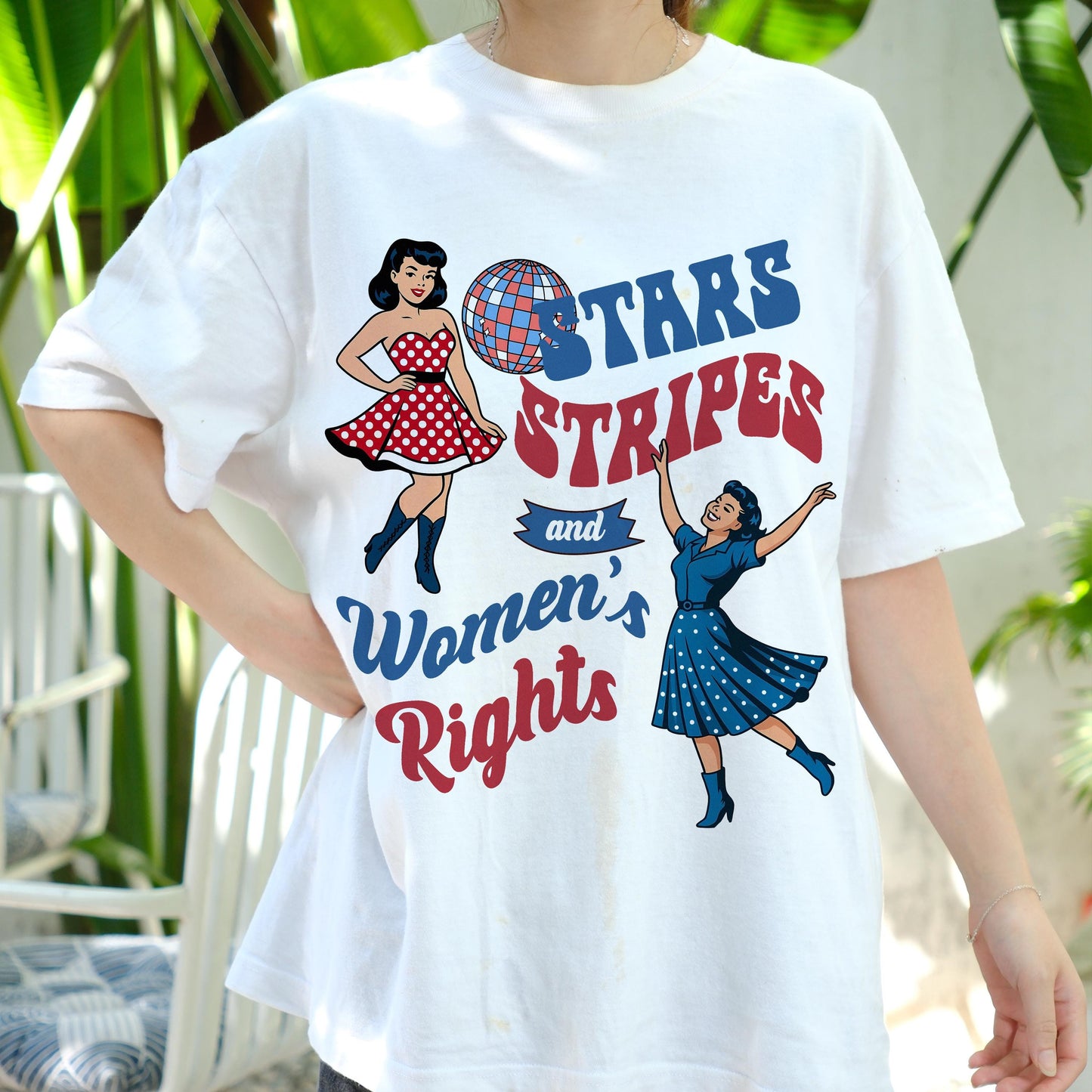 Stars Stripes and Women's Rights Shirt, Retro Feminist Tee, 4th of July Vintage Girl Power Shirt, Independence Day Equality T-Shirt
