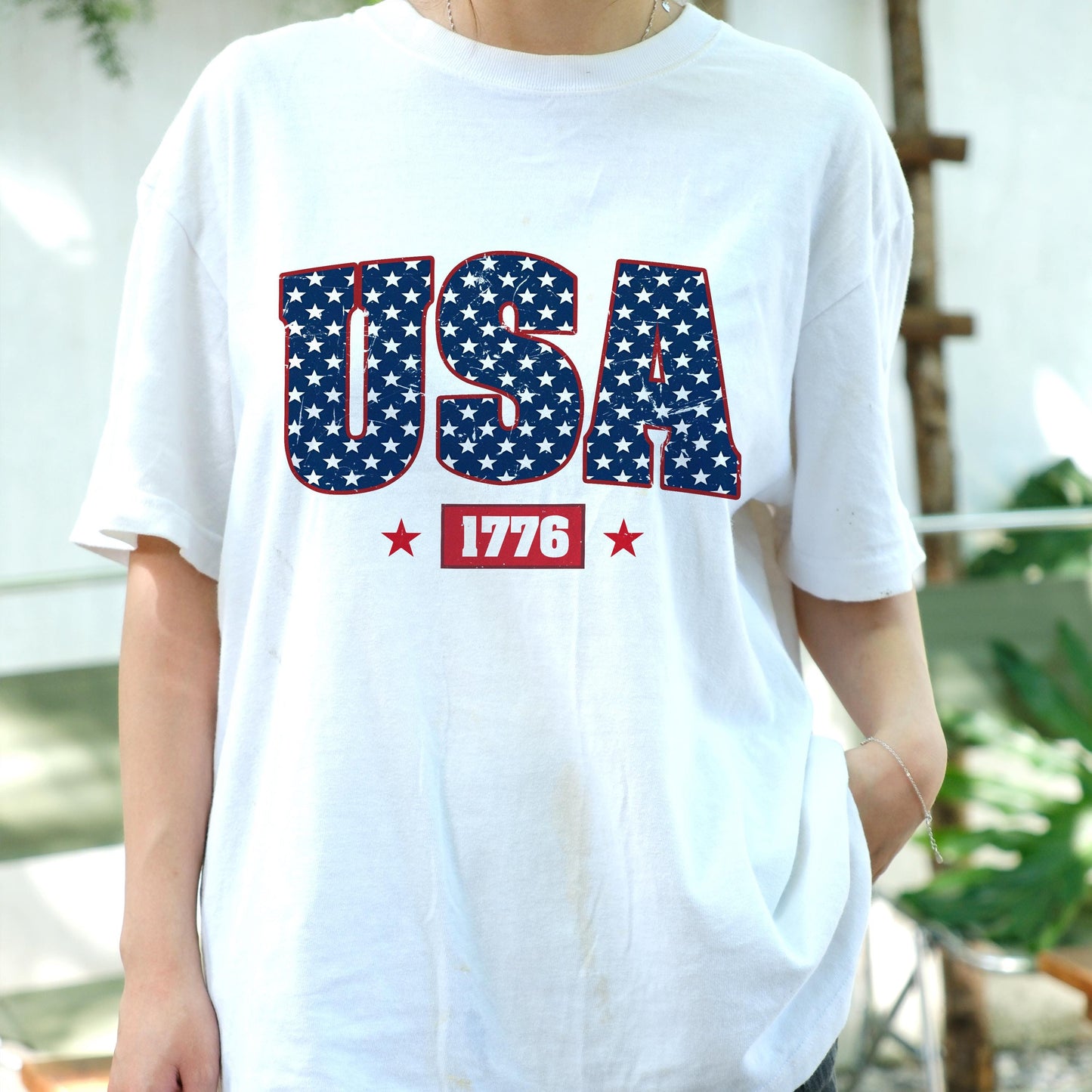 USA 1776 Shirt, American Flag Stars Independence Day Tee, Patriotic Fourth of July T-Shirt, Vintage USA Pride Gift for Men Women