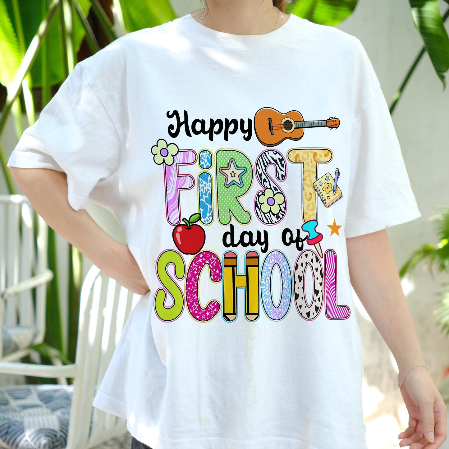 Happy First Day of School Shirt, Back to School T-Shirt for Teachers Kids Students, Cute Colorful School Graphic Tee, First Day Gift