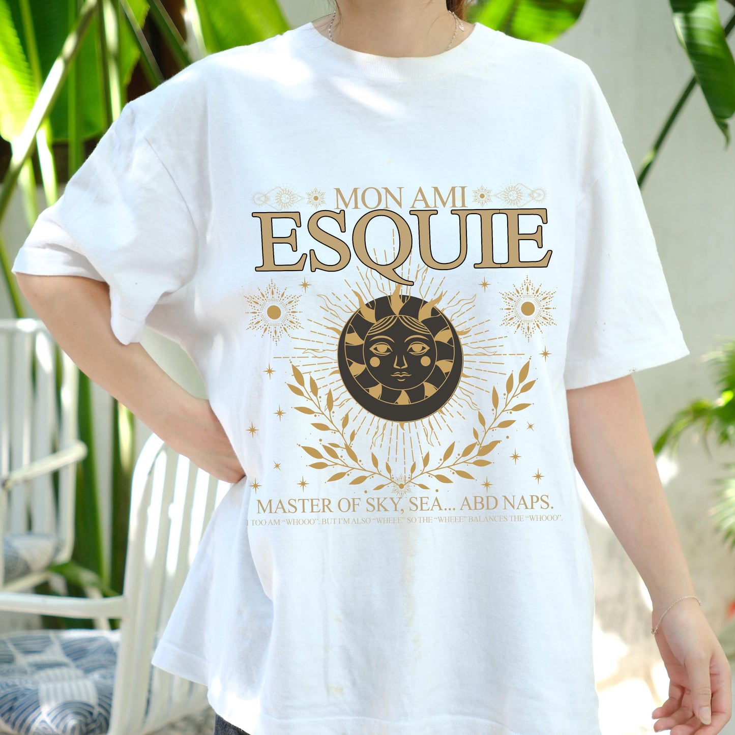 Mon Ami Esquie Shirt, Celestial Funny Sun Face Tee, Mystic Nap Lover Graphic T-Shirt, Retro Starry Boho Shirt, Cosmic Vibes Gift Tee