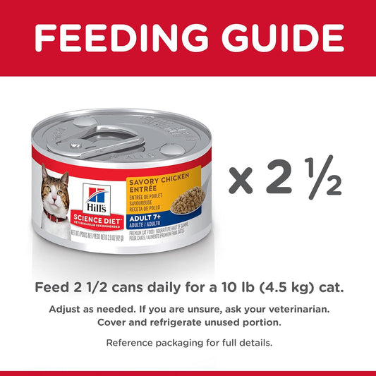 Hill's Science Diet Senior Wet Cat Food, Adult 7+ Savory Chicken Entrée Minced Cat Food