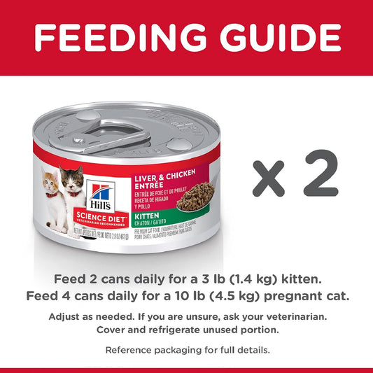 Hill's Science Diet Wet Cat Food, Kitten, Liver & Chicken Recipe, 5.5 oz. Cans, 24-Pack