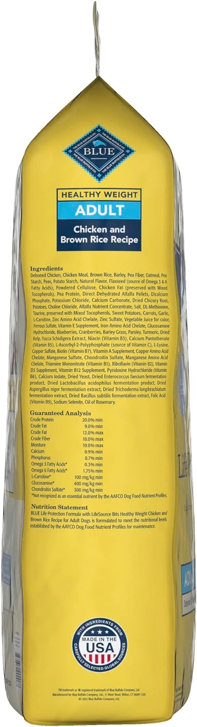Blue Buffalo Life Protection Formula Natural Adult Healthy Weight Dry Dog Food, Chicken and Brown Rice