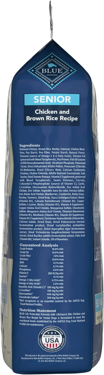 Blue Buffalo Life Protection Formula Natural Senior Dry Dog Food, Chicken & Brown Rice