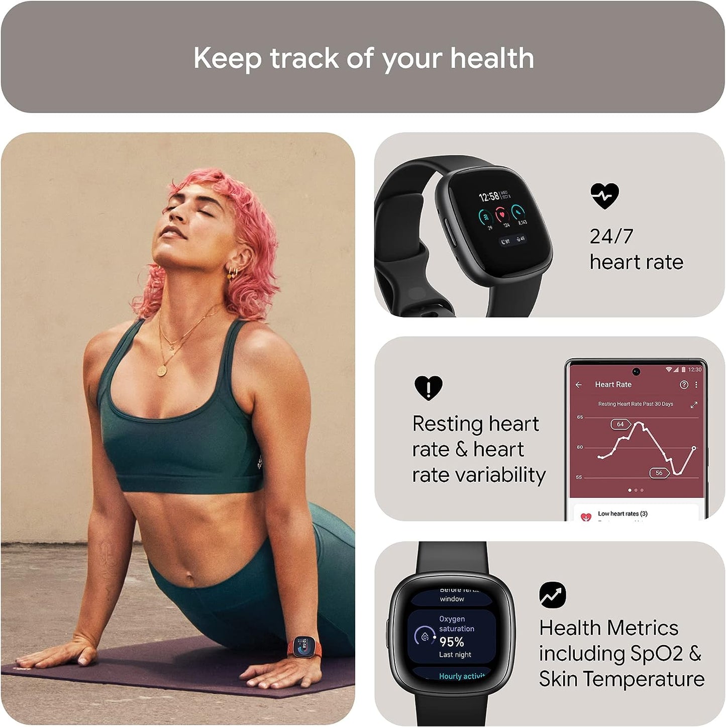 Fibit Versa 4 Fitness Smartwatch Aluminum