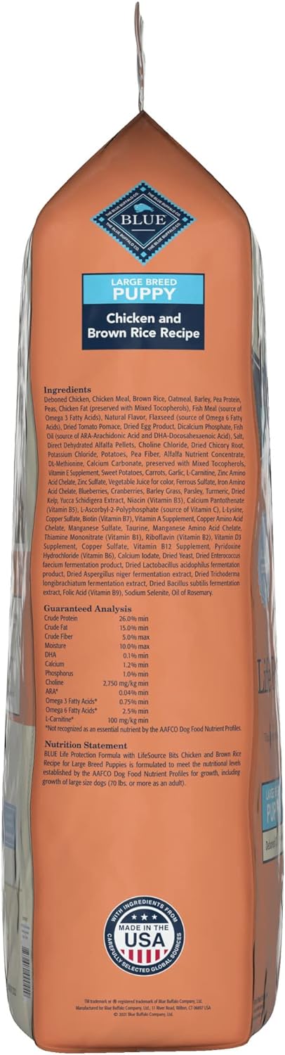 Blue Buffalo Life Protection Formula Natural Puppy Large Breed Dry Dog Food, Chicken & Brown Rice