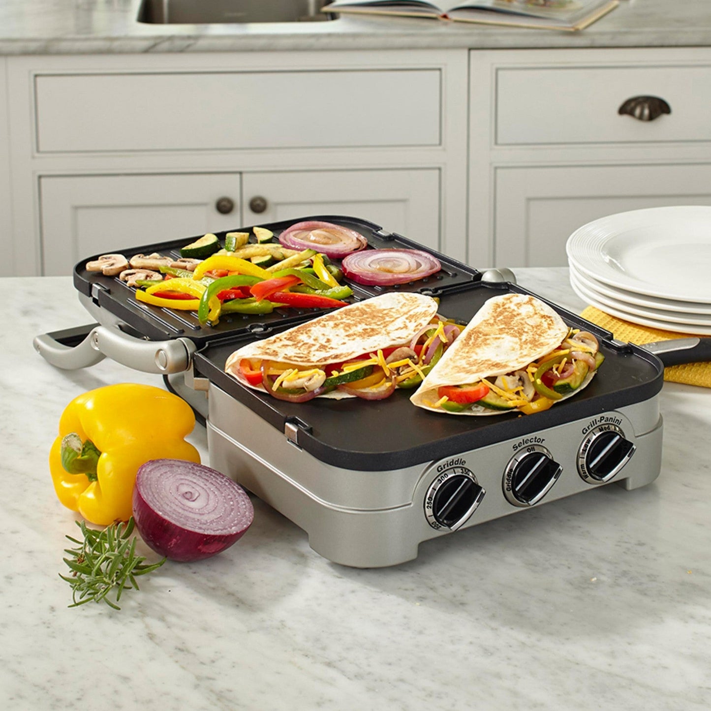 Cuisinart Panini Press, Stainless Steel Griddler Sandwich Maker 5-IN-1