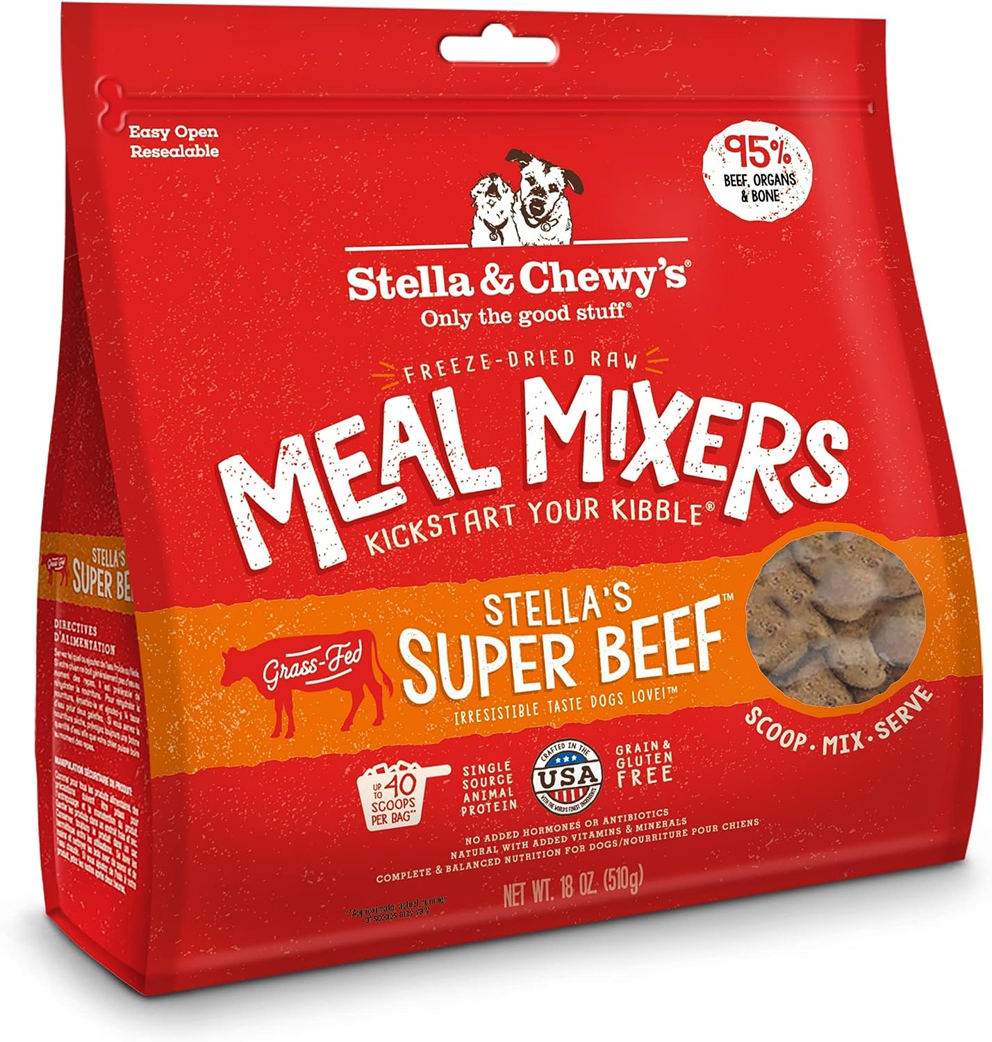Stella & Chewy's Freeze Dried Raw Super Beef Meal Mixer High Protein Dry Dog Food Topper -  Dry Dog Food Stella & Chewy's