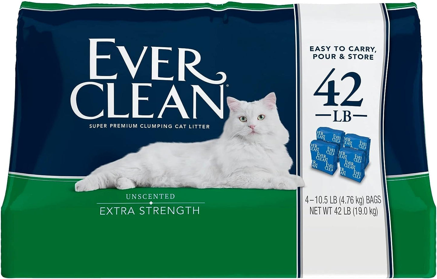 Ever Clean Extra Strength Unscented Clumping Clay Cat Litter, 25/42 LB -  Clumping Cat Litter Ever Clean
