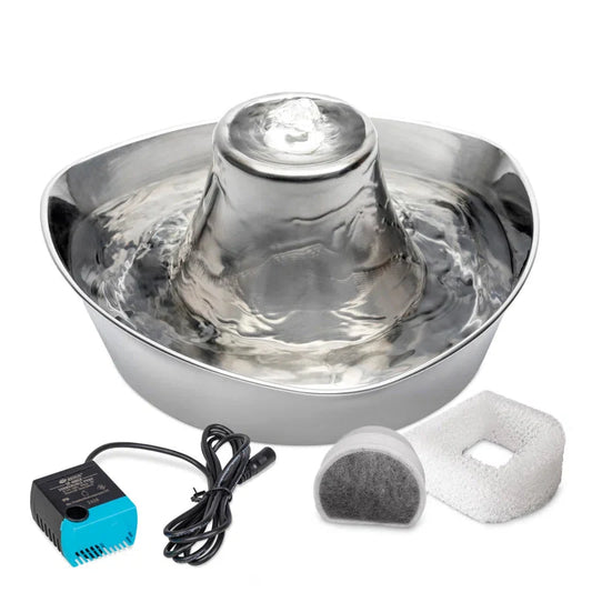 PetSafe Seaside Stainless Cat & Dog Fountain - 60 Oz Capacity -  Pet Fountain PetSafe