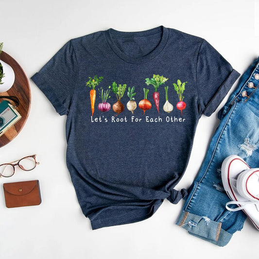 Let's Root For Each Other Shirt, Gardening Vegetable Shirt, Garden Lover Shirt, Watercolor Vegetable Shirt