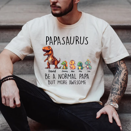 Personalized Papasaurus with grandkids name Shirt, Papa Dinosaur Shirt, Father's Day Shirt