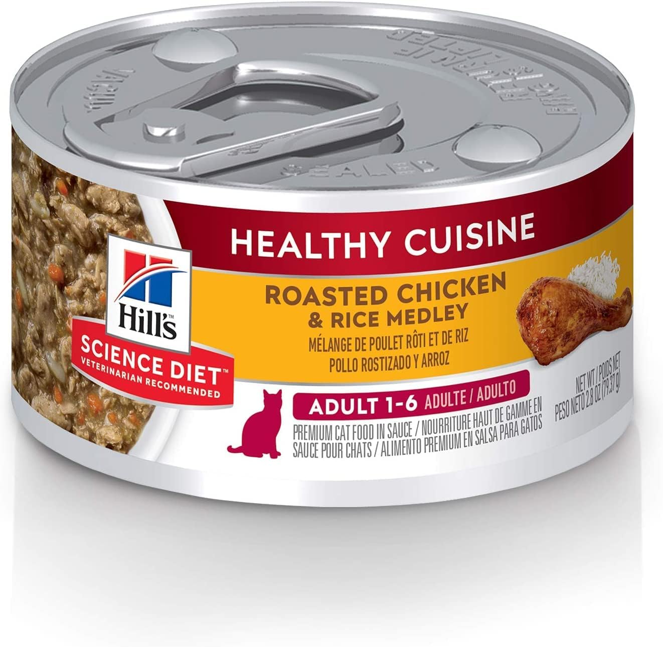 Hill's Science Diet Canned Wet Cat Food Healthy Cuisine Adult Roasted Chicken & Rice for Healthy Weight & Weight Management -  Wet Cat Food Hill's Science