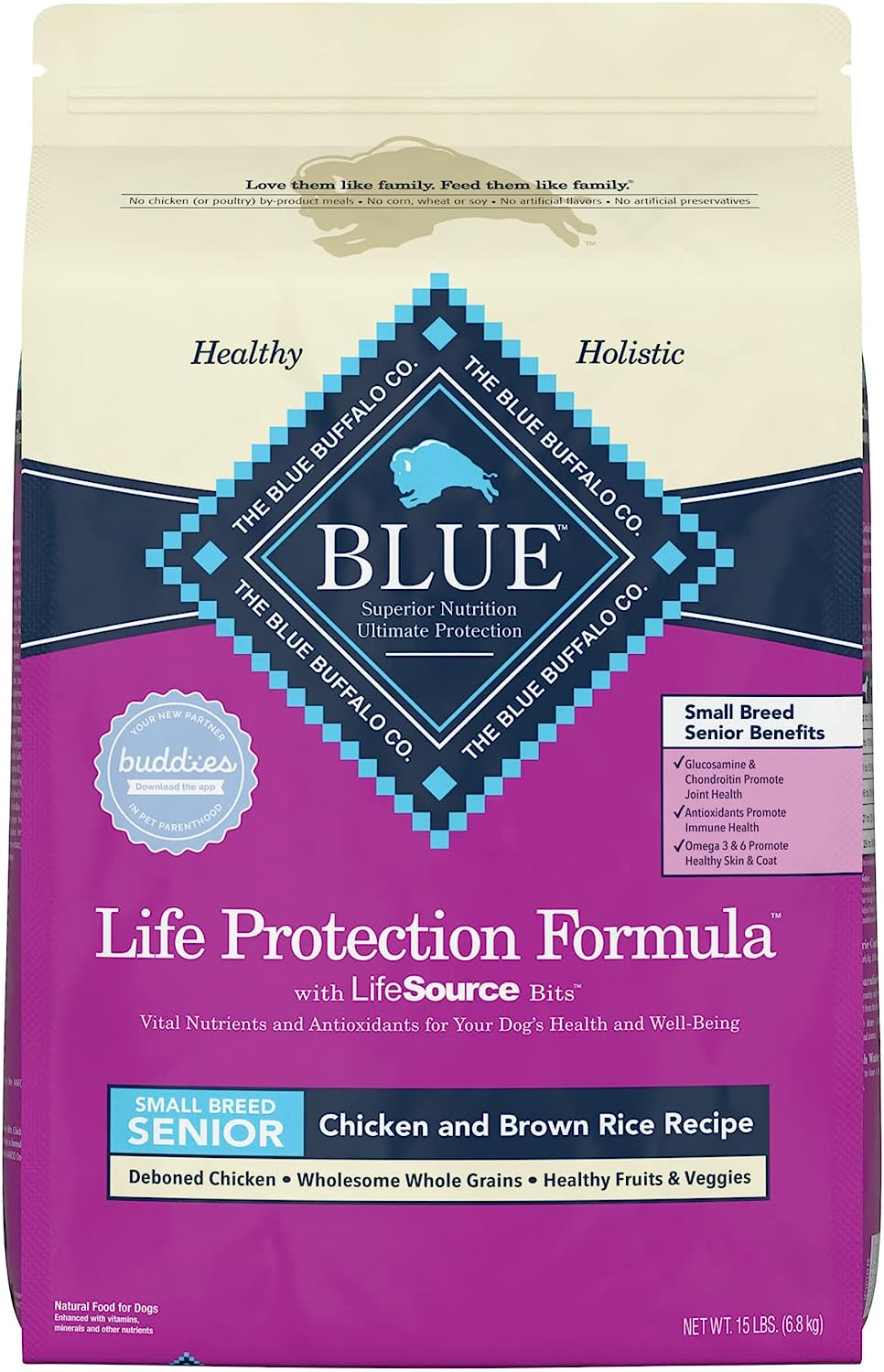 Blue Buffalo Senior Small Breed Dry Dog Food, Life Protection Formula, Natural Chicken & Brown Rice Flavor -  Dry Dog Food Blue Buffalo