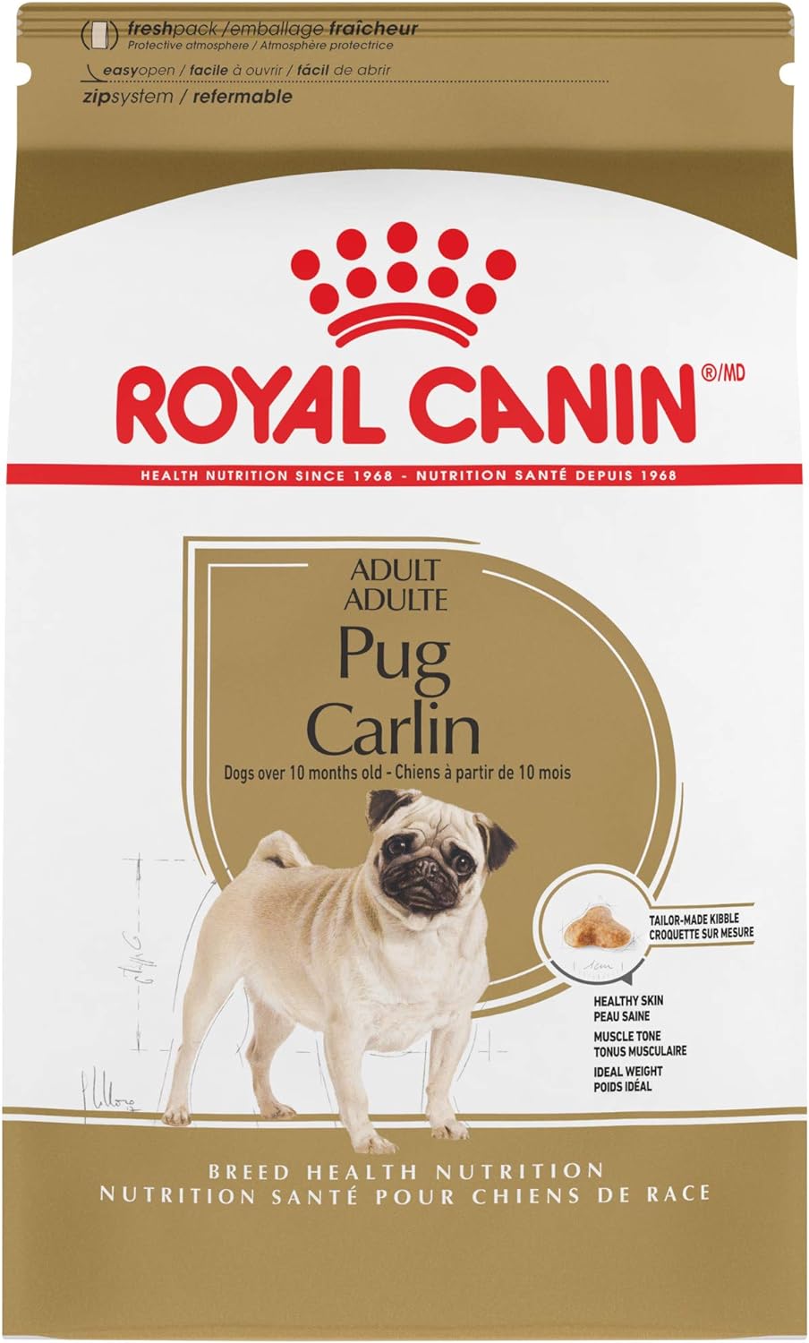 Royal Canin Pug Adult Breed Specific Dry Dog Food, 10 LB -  Dry Dog Food Royal Canin