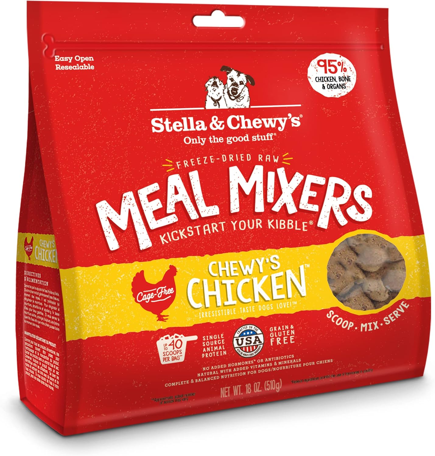 Stella & Chewy's Freeze Dried Raw Chewy's Chicken Meal Mixers High Protein Dry Dog Food Topper -  Dry Dog Food Stella & Chewy's